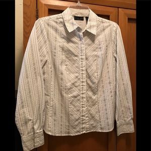 Apostrophe’ Essentials Dress Shirt White with black pinstripe EUC